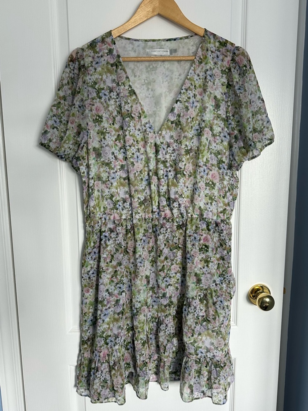 Pastel Floral V-Neck Mini Dress